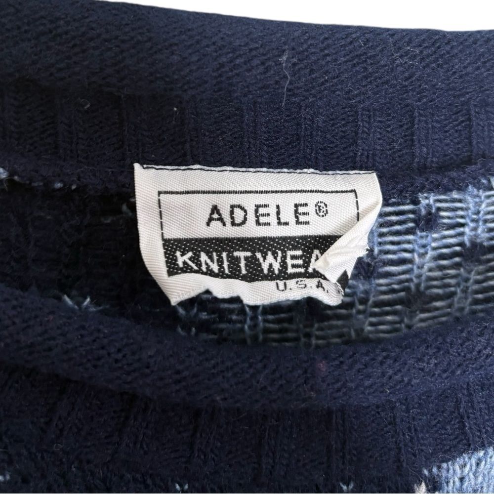 Vintage Adele Blue Quilt Patchwork Pattern Sweate… - image 3